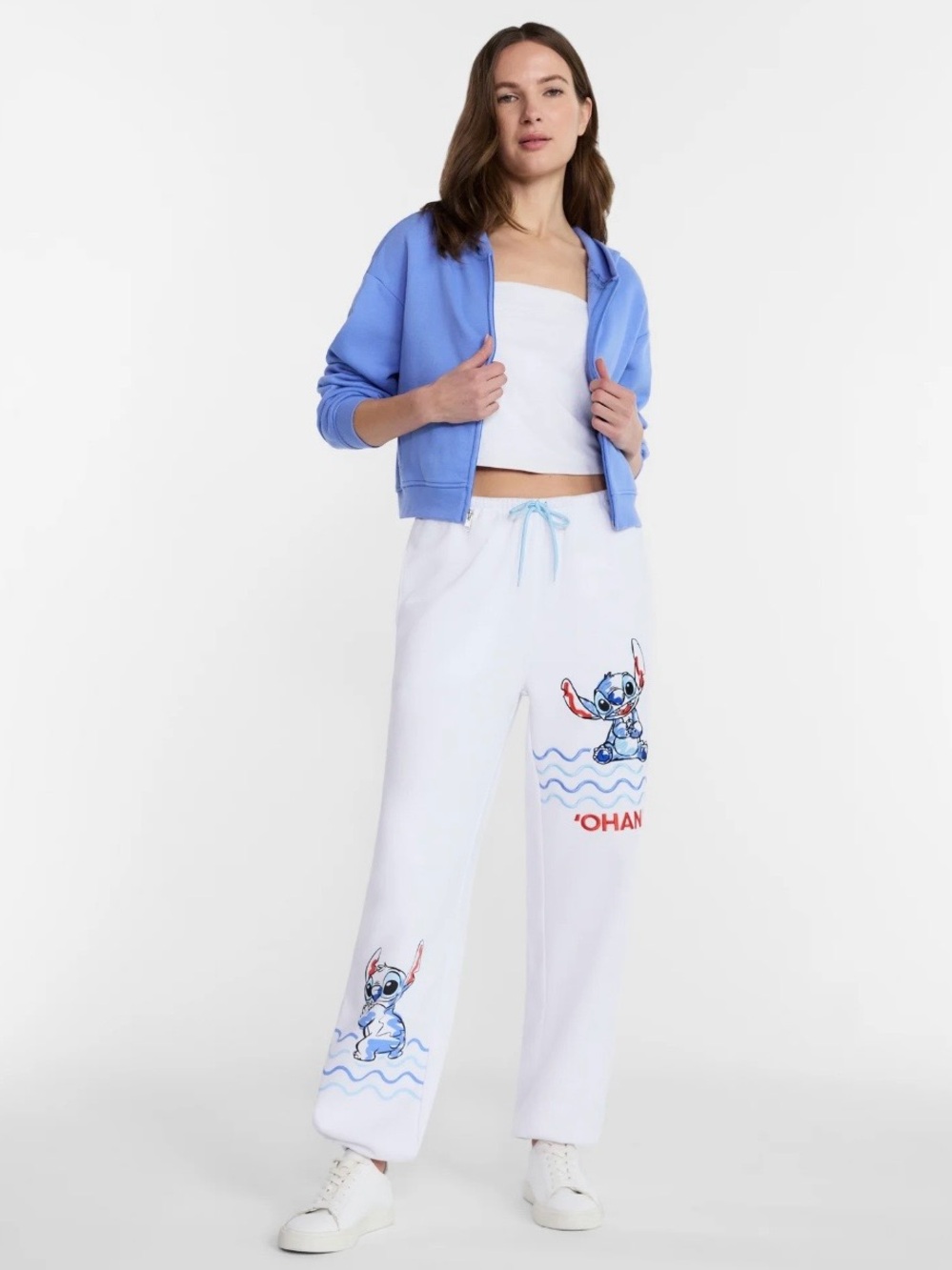 Women's Disney Stitch Embroidered Ohana Joggers NWT